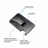 Men Slim Carbon Fiber Credit Card Holder RFID Blocking Metal Money Clip Wallet