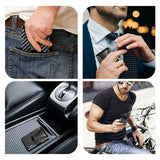 Men Slim Carbon Fiber Credit Card Holder RFID Blocking Metal Money Clip Wallet