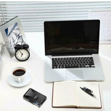 Men Slim Carbon Fiber Credit Card Holder RFID Blocking Metal Money Clip Wallet