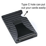 Men Slim Carbon Fiber Credit Card Holder RFID Blocking Metal Money Clip Wallet