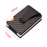 Men Slim Carbon Fiber Credit Card Holder RFID Blocking Metal Money Clip Wallet