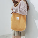 Women Corduroy Applique Tote Bags Handbag Messenger Canvas Shoulder Bag Travel