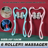 Hand 6-Roller Neck Shoulder Massager Trigger Point Pressure Pain Fatigue Relieve