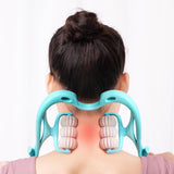 Hand 6-Roller Neck Shoulder Massager Trigger Point Pressure Pain Fatigue Relieve