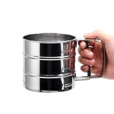 Mesh Flour Sifter Baking Icing Sieve Strainer Cup Sugar Shaker Mechanical Metal