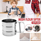 Mesh Flour Sifter Baking Icing Sieve Strainer Cup Sugar Shaker Mechanical Metal