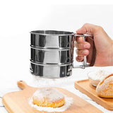 Mesh Flour Sifter Baking Icing Sieve Strainer Cup Sugar Shaker Mechanical Metal