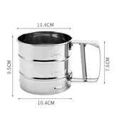 Mesh Flour Sifter Baking Icing Sieve Strainer Cup Sugar Shaker Mechanical Metal