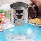 Mesh Flour Sifter Baking Icing Sieve Strainer Cup Sugar Shaker Mechanical Metal