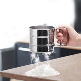 Mesh Flour Sifter Baking Icing Sieve Strainer Cup Sugar Shaker Mechanical Metal