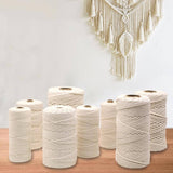 2/3/4Mm Macrame Rope Natural Beige Cotton Twisted Cord Artisan Hand Craft