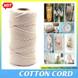 2/3/4Mm Macrame Rope Natural Beige Cotton Twisted Cord Artisan Hand Craft