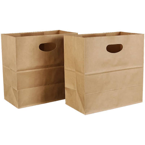 250x Carry Bags Disposable Kraft Paper Bags Takeaway Food Craft Gift Market Bags