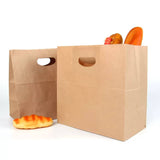 250x Carry Bags Disposable Kraft Paper Bags Takeaway Food Craft Gift Market Bags