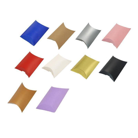 100x Kraft Pillow Gift Boxes - Candy Favor Bags for Weddings 10 Colours