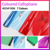 40�30M Cellophane Roll Film Plain Colourful Thick Florist Hamper Gift Wrap Craft