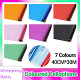 40�30M Cellophane Roll Film Plain Colourful Thick Florist Hamper Gift Wrap Craft