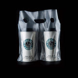 500Pcs 1/2 Cup Take Out Bags Cup Carrier Clear Handle Drink Carrier Plastic Bags