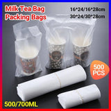 500Pcs 1/2 Cup Take Out Bags Cup Carrier Clear Handle Drink Carrier Plastic Bags