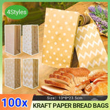 100PCS 4Styles Vintage Kraft Paper Bags Food, Candy, Wedding & Party Favors