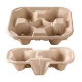 100PCS BioCup 2/4 Cup Carry Tray - Recycled Paper Pulp Holder