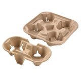 100PCS BioCup 2/4 Cup Carry Tray - Recycled Paper Pulp Holder