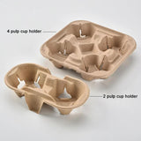 100PCS BioCup 2/4 Cup Carry Tray - Recycled Paper Pulp Holder
