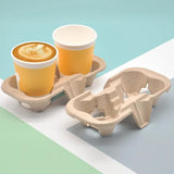 100PCS BioCup 2/4 Cup Carry Tray - Recycled Paper Pulp Holder