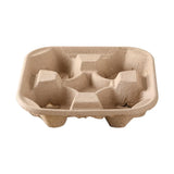 100PCS BioCup 2/4 Cup Carry Tray - Recycled Paper Pulp Holder