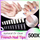 500 PCS Fake French Nail Tips White Clear Stiletto False Gel Pointy Art Acrylic