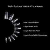 500 PCS Fake French Nail Tips White Clear Stiletto False Gel Pointy Art Acrylic