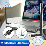 802.11AC AC600 USB WiFi Wireless Adapter Dongle WPS 5GHz Dual Band 5dBi Antenna