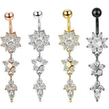 Flower Crystal Surgical Steel Dangle BELLY Button Navel bars Ring Body Piercing