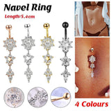 Flower Crystal Surgical Steel Dangle BELLY Button Navel bars Ring Body Piercing