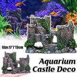 Aquarium Decor Fish Tank Ornament Landscape Ancient Castle Tower Hide Cave Resin