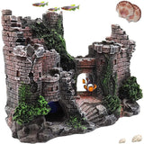 Aquarium Decor Fish Tank Ornament Landscape Ancient Castle Tower Hide Cave Resin