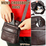 Men's Crossbody Bags Leather Wallet Side Shoulder Messenger Handbag Backpack
