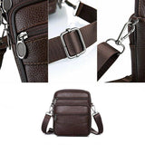 Men's Crossbody Bags Leather Wallet Side Shoulder Messenger Handbag Backpack