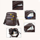 Men's Crossbody Bags Leather Wallet Side Shoulder Messenger Handbag Backpack