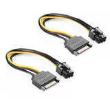 20CM 15 Pin SATA Power to 6 Pin PCIe PCI-e PCI Express Cable For Video Card