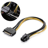 20CM 15 Pin SATA Power to 6 Pin PCIe PCI-e PCI Express Cable For Video Card