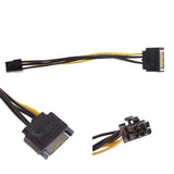 20CM 15 Pin SATA Power to 6 Pin PCIe PCI-e PCI Express Cable For Video Card