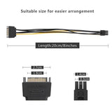 20CM 15 Pin SATA Power to 6 Pin PCIe PCI-e PCI Express Cable For Video Card