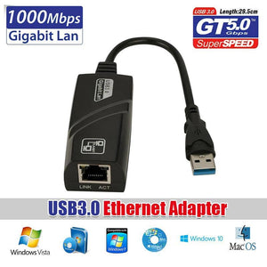 New USB 3.0 to Gigabit RJ45 Ethernet LAN Adapter 1000Mbps for PC Laptop Mac