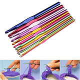 12 Size Multi Coloured Aluminium Crochet Hooks Yarn Knitting Needles 2-8mm Set