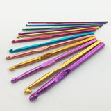 12 Size Multi Coloured Aluminium Crochet Hooks Yarn Knitting Needles 2-8mm Set
