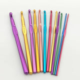 12 Size Multi Coloured Aluminium Crochet Hooks Yarn Knitting Needles 2-8mm Set