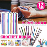 12 Size Multi Coloured Aluminium Crochet Hooks Yarn Knitting Needles 2-8mm Set