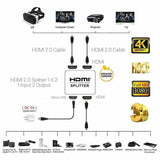 Premium HDMI 1In 2 Out 1080P 4K HDCP Stripper Splitter Power Signal Amplifier