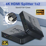Premium HDMI 1In 2 Out 1080P 4K HDCP Stripper Splitter Power Signal Amplifier